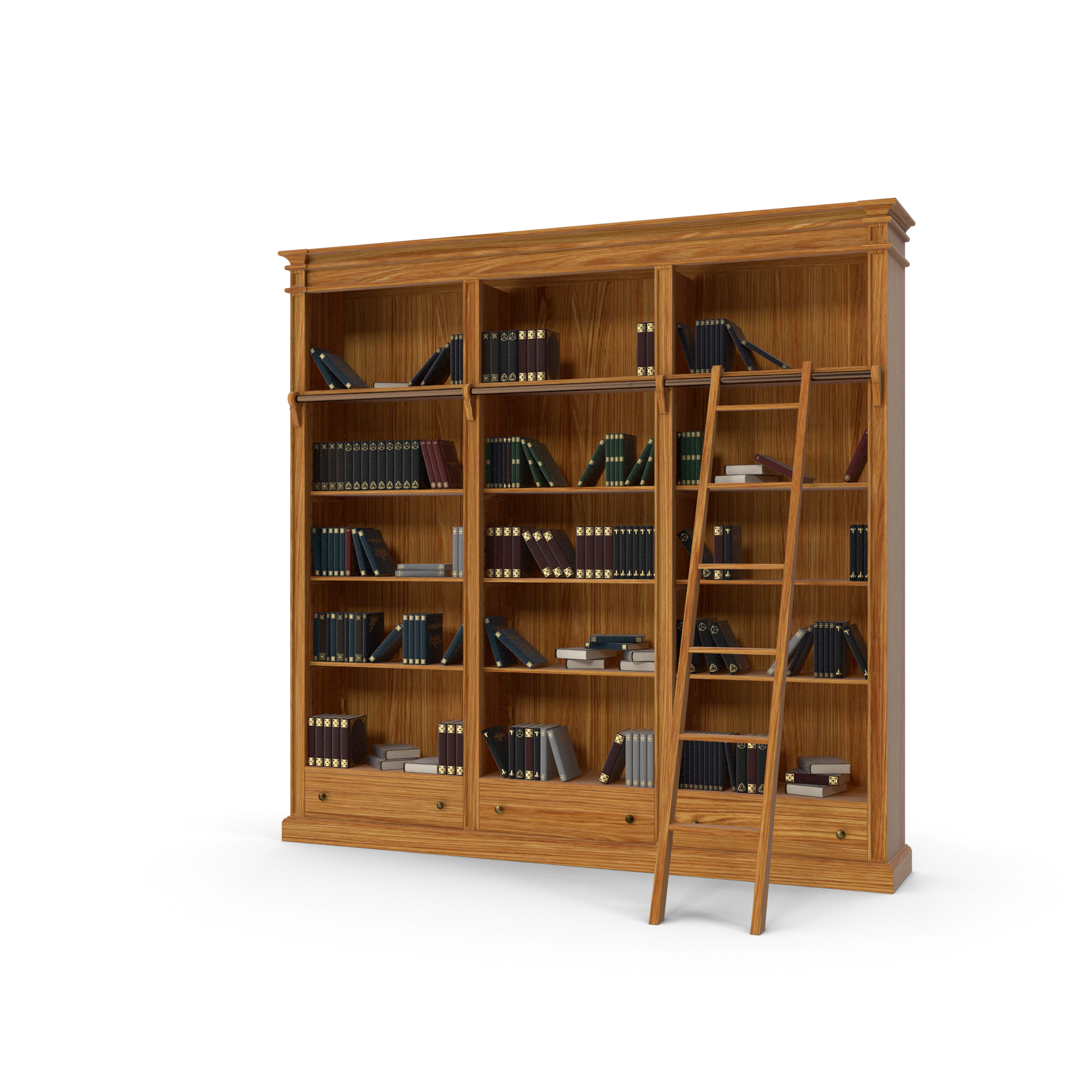 WoodLibraryBookcasewithBooks.I02.2k